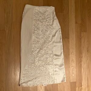 Topshop Cream Maxi Pencil Skirt Asymmetrical Embellished US 4